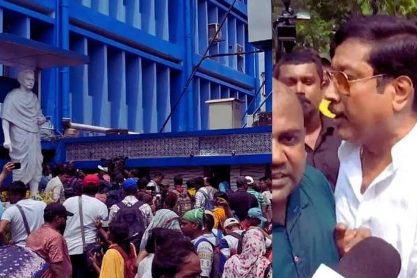 চাকরি বাতিল ইস্যুতে ফের উত্তাল বিকাশ ভবন! গেট ভাঙচুর, সব্যসাচী দত্তের গাড়ি আটকাল চাকরিপ্রার্থীরা